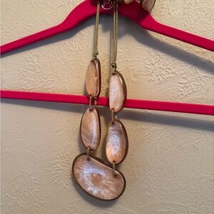 Statement Beige Mother-of-Pearl Pendant Necklace & Bracelet costume jewelry